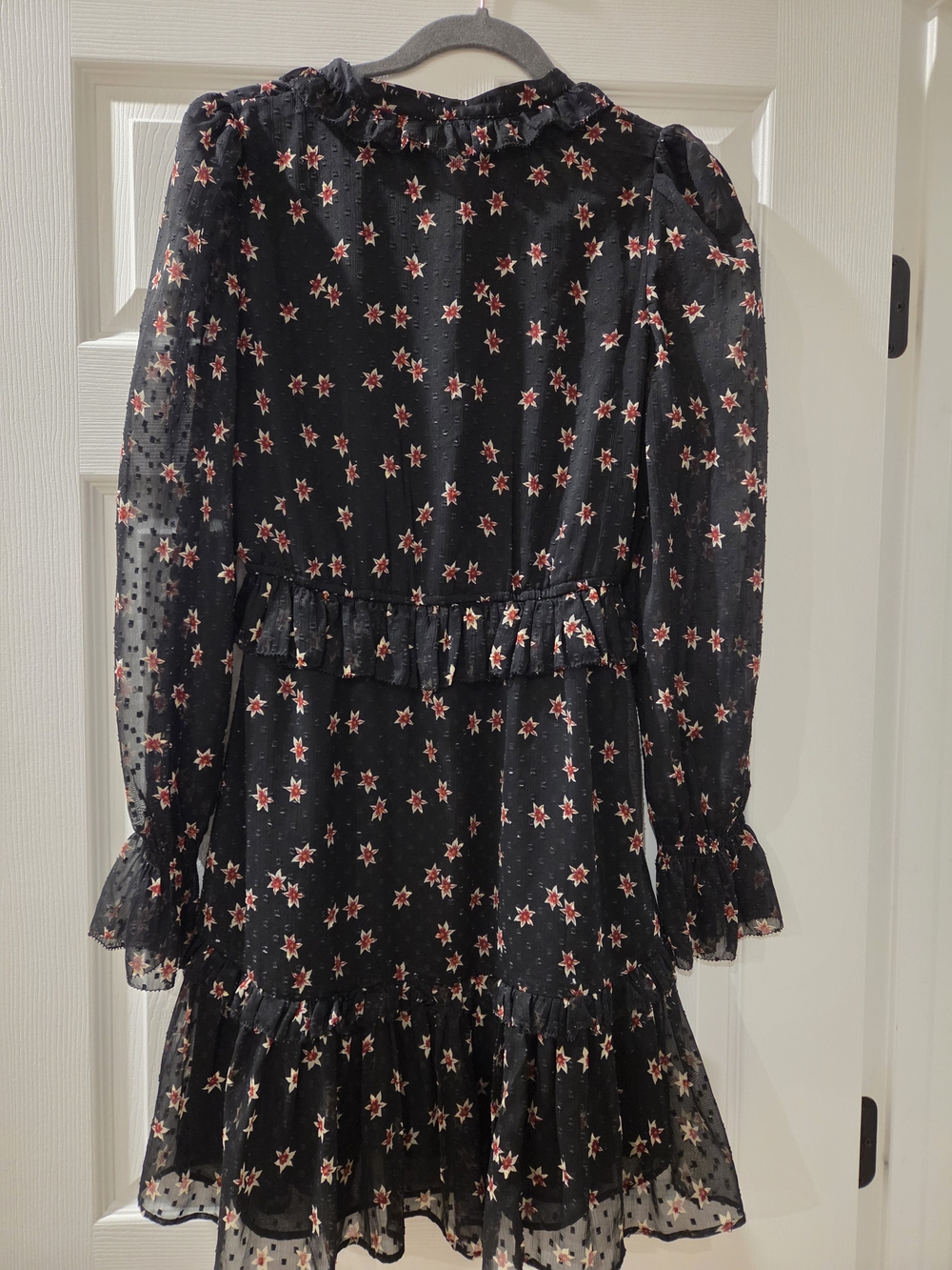 & Other Stories Black Star Floral Ruffle Dress